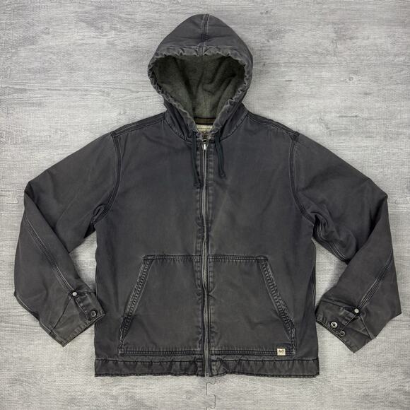 Abercrombie Fitch Jacket Mens M Gray Hooded Duck Canvas Work Chore Outdoor EUC - Picture 2 of 11